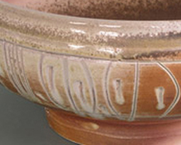 Wood fired, incised serving bowl